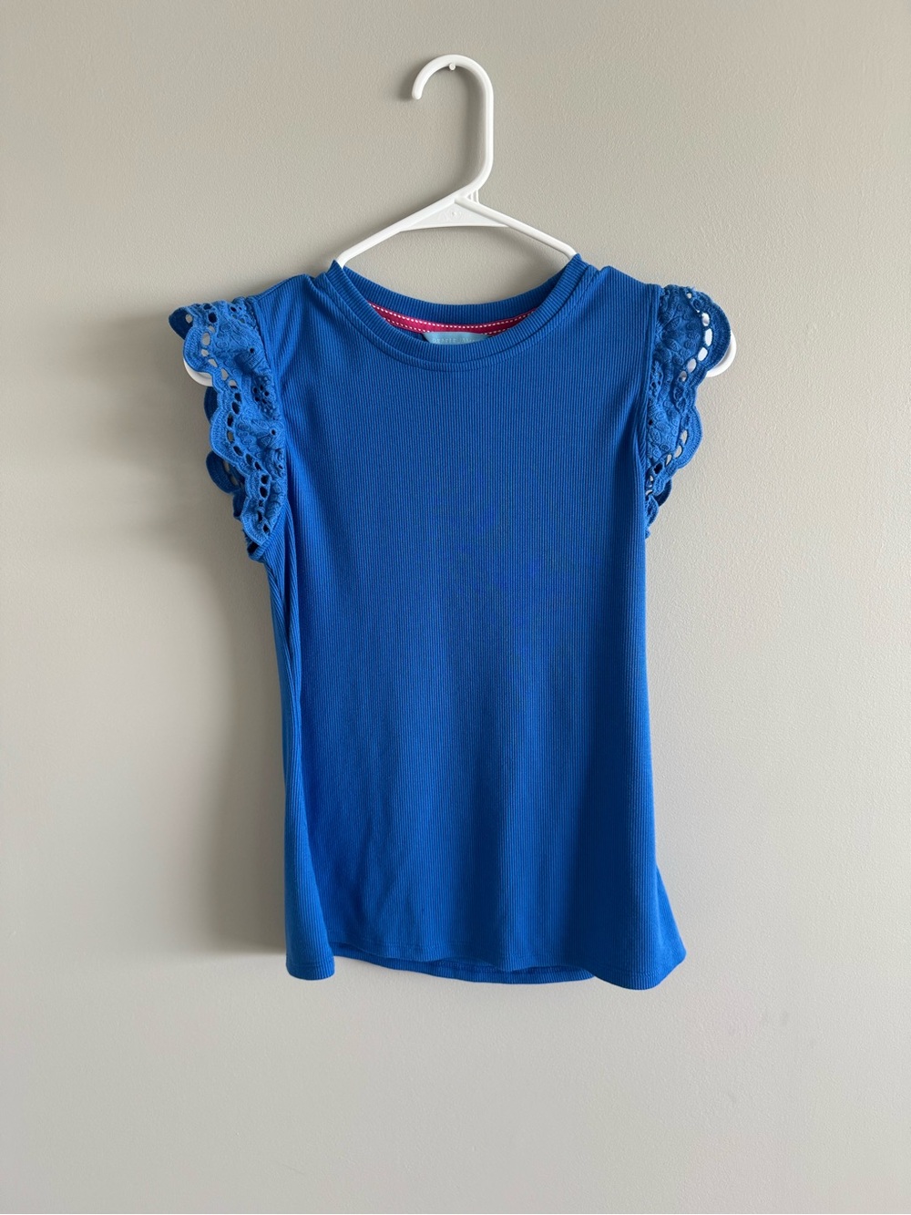 Draper James Blue Lace-Trim Flutter Sleeve Top - Women